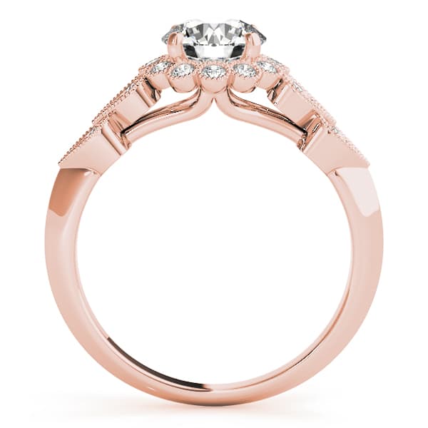 Vintage Milgrain Engagement Ring, style 50970, Side view in rose gold