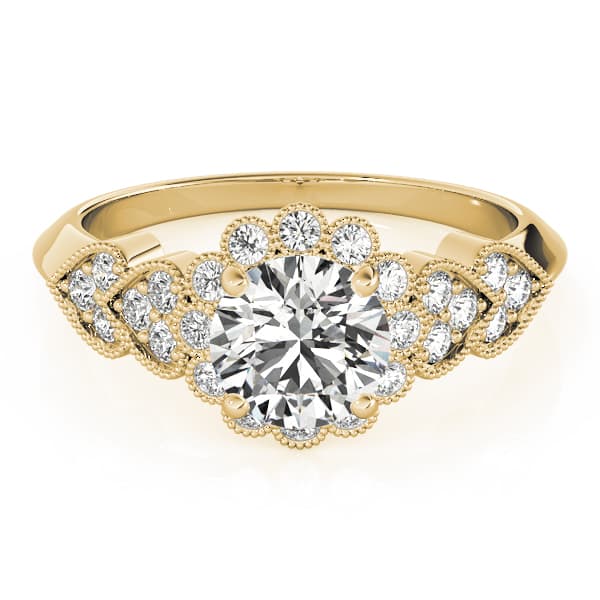 Vintage Milgrain Engagement Ring, style 50970, Top view in yellow gold