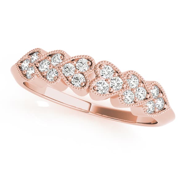 Heart Milgrain Wedding Band (0.07 ct. tw.), Front view in rose gold