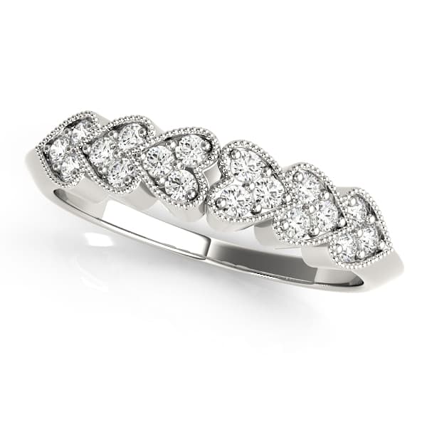 Heart Shape Milgrain Wedding Band — View 1