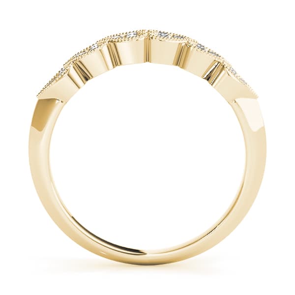 Heart Milgrain Wedding Band (0.07 ct. tw.), Side view in yellow gold