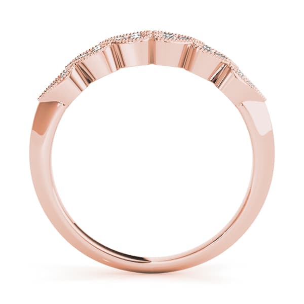 Heart Milgrain Wedding Band (0.07 ct. tw.), Side view in rose gold
