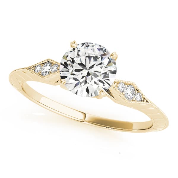 Antique Inspired Marquise Filigree Engagement Ring, style 50971, Front view in yellow gold