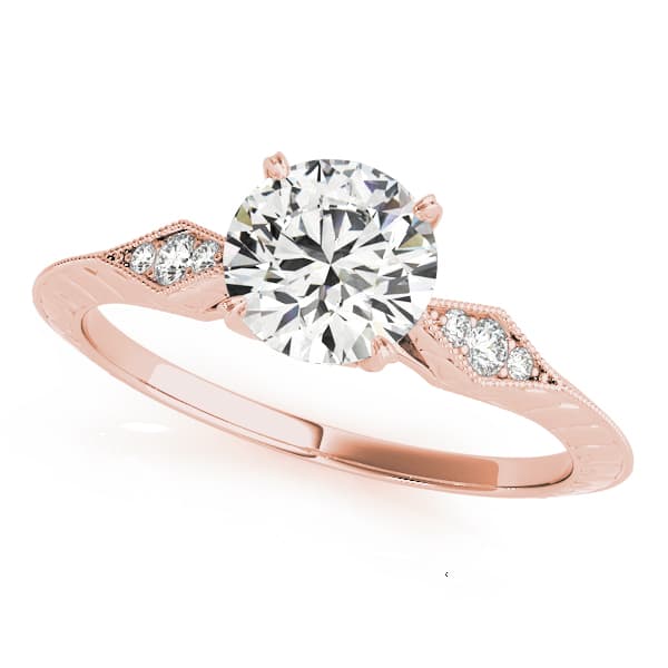 Antique Inspired Marquise Filigree Engagement Ring, style 50971, Front view in rose gold