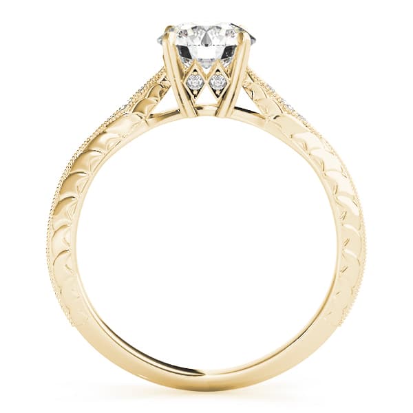 Antique Inspired Marquise Filigree Engagement Ring, style 50971, Side view in yellow gold