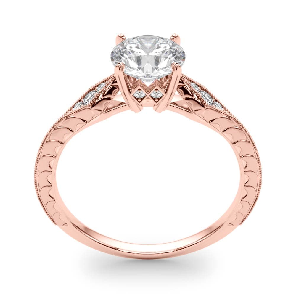 Antique Inspired Marquise Filigree Engagement Ring, style 50971, Top view in rose gold