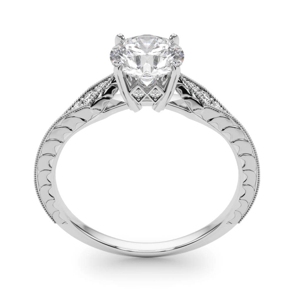 Antique Inspired Marquise Filigree Engagement Ring, style 50971, Top view in white gold or platinum