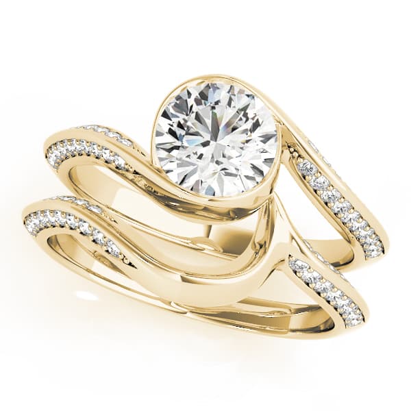Engagement Ring, style 50973, On hand view in yellow gold