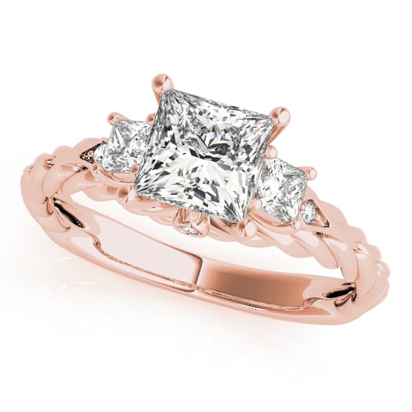 3-Stone Twisted Engagement Ring, style 50974, Front view in rose gold