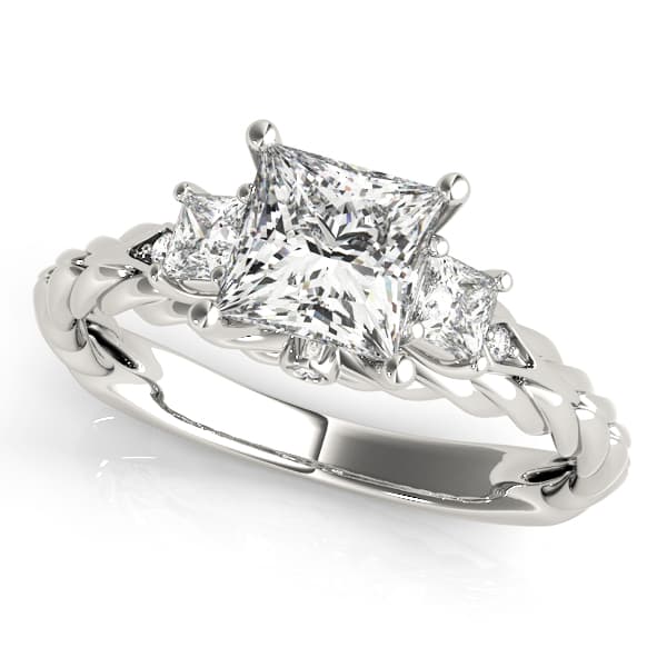3-Stone Twisted Engagement Ring — style 50974 in 10k White Gold