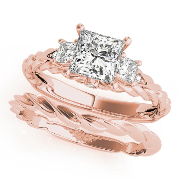 3-Stone Twisted Engagement Ring, style 50974, On hand view in rose gold