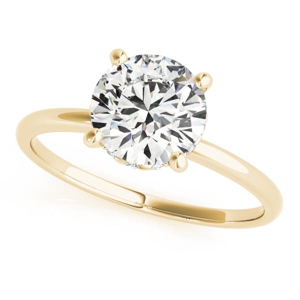 Round Solitaire Engagement Ring, style 50975, Front view in yellow gold
