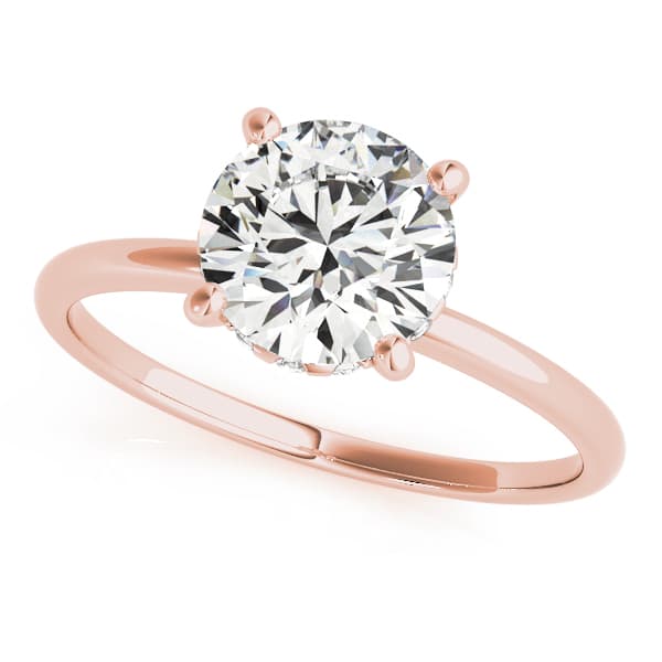 Round Solitaire Engagement Ring, style 50975, Front view in rose gold