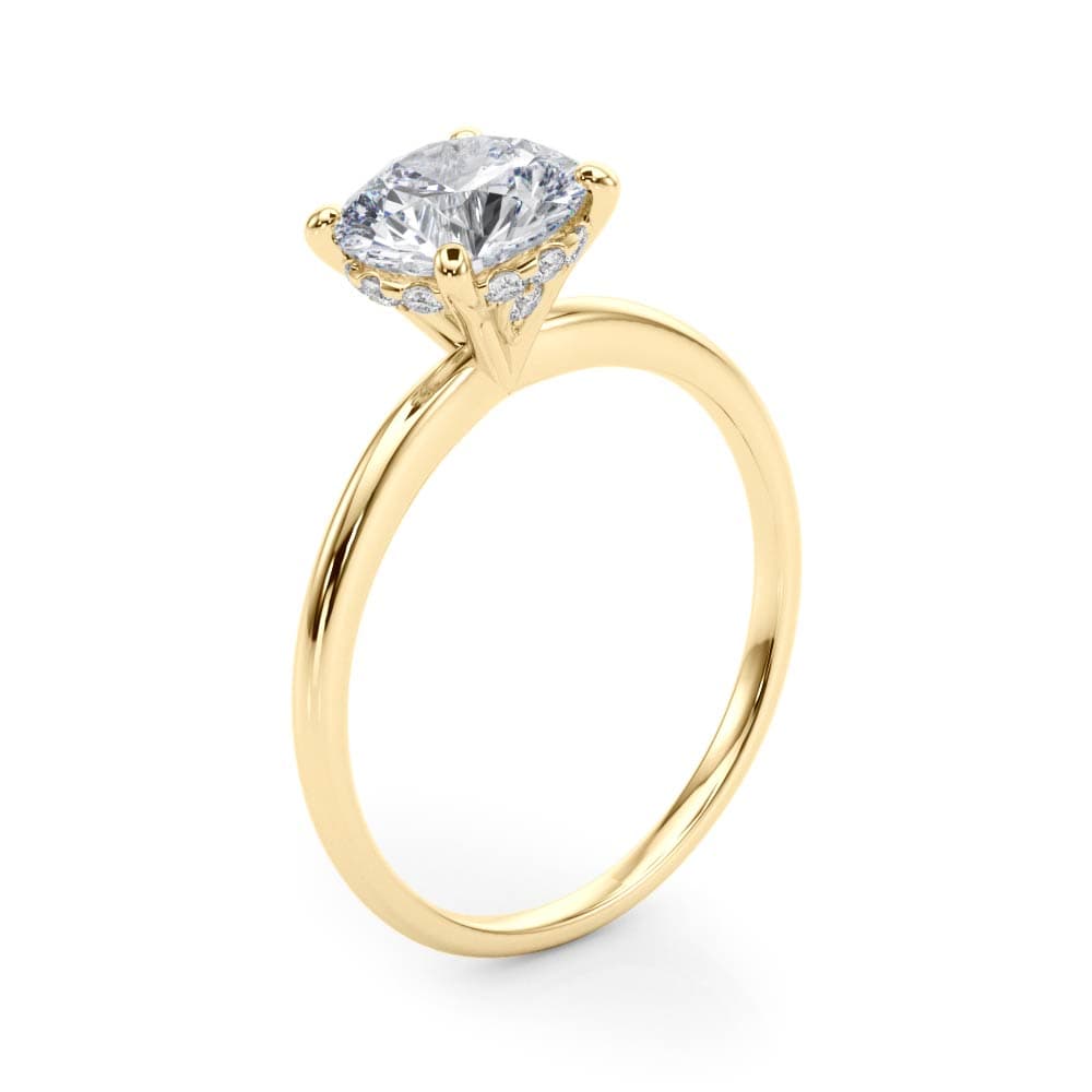 Round Solitaire Engagement Ring, style 50975, Angle view in yellow gold
