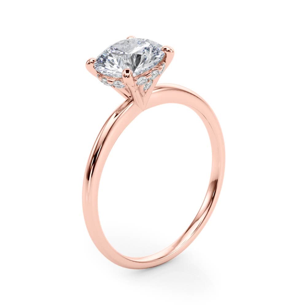 Round Solitaire Engagement Ring, style 50975, Angle view in rose gold