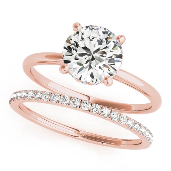 Round Solitaire Engagement Ring, style 50975, On hand view in rose gold