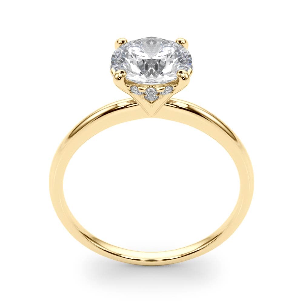 Round Solitaire Engagement Ring, style 50975, Top view in yellow gold