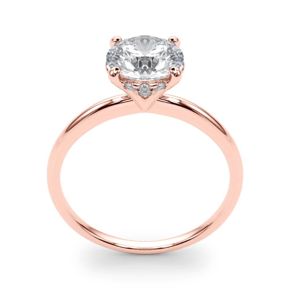Round Solitaire Engagement Ring, style 50975, Top view in rose gold