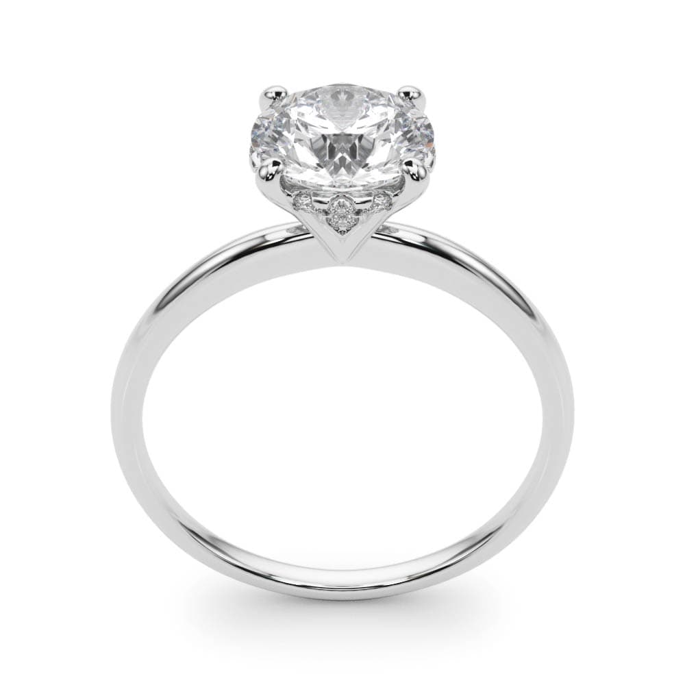 Round Solitaire Engagement Ring, style 50975, Top view in white gold or platinum