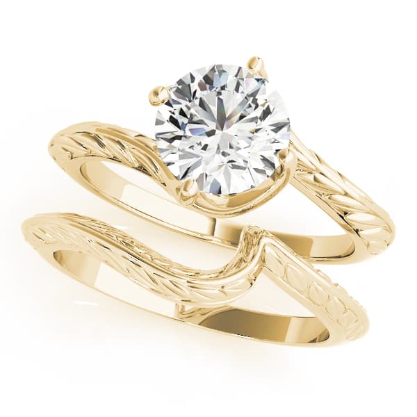 Engagement Ring, style 50976, On hand view in yellow gold