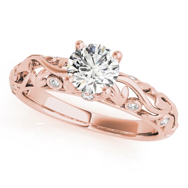 Nature Inspired Filigree Bezel Set Engagement Ring, style 50977, Front view in rose gold