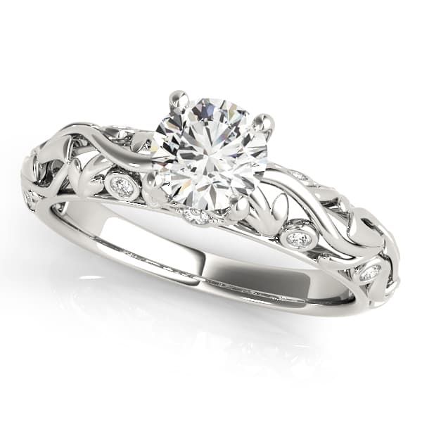 Nature Inspired Filigree Bezel Set Engagement Rings — style 50977 in 10k White Gold