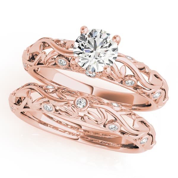 Nature Inspired Filigree Bezel Set Engagement Ring, style 50977, On hand view in rose gold