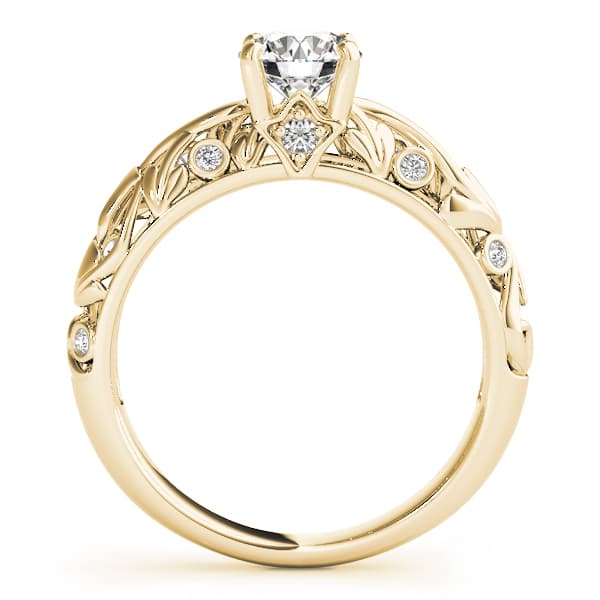 Nature Inspired Filigree Bezel Set Engagement Ring, style 50977, Side view in yellow gold