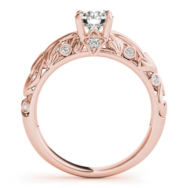 Nature Inspired Filigree Bezel Set Engagement Ring, style 50977, Side view in rose gold