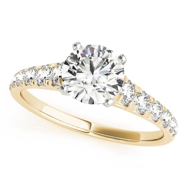 Graduated Diamond Engagement Ring, style 50979, Front view in yellow gold