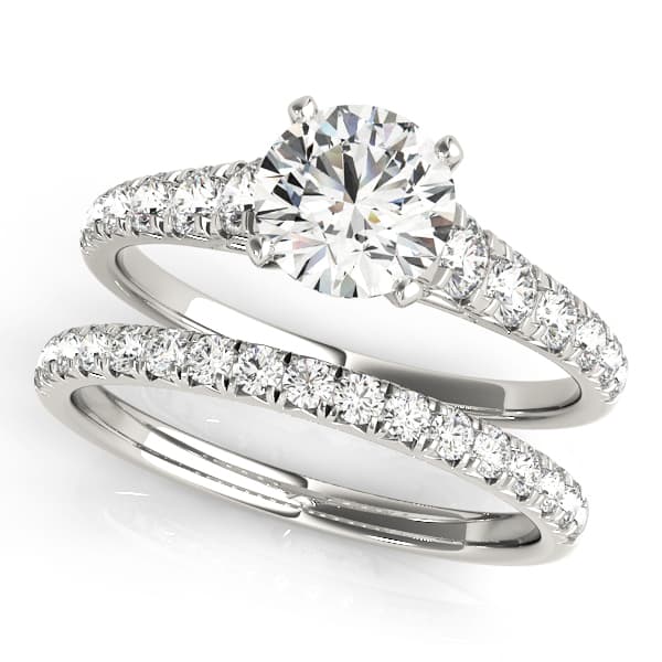 Graduated Diamond Engagement Ring, style 50979, On hand view in white gold or platinum