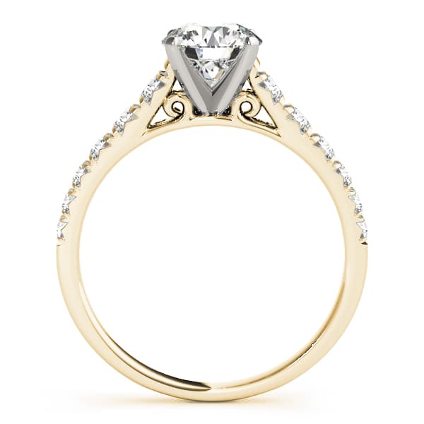 Graduated Diamond Engagement Ring, style 50979, Side view in yellow gold