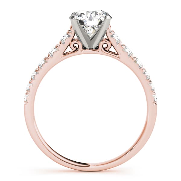 Graduated Diamond Engagement Ring, style 50979, Side view in rose gold