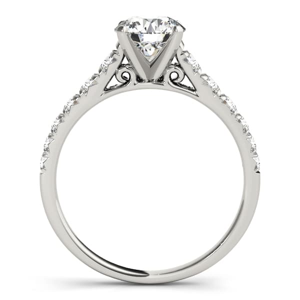Graduated Diamond Engagement Ring, style 50979, Side view in white gold or platinum