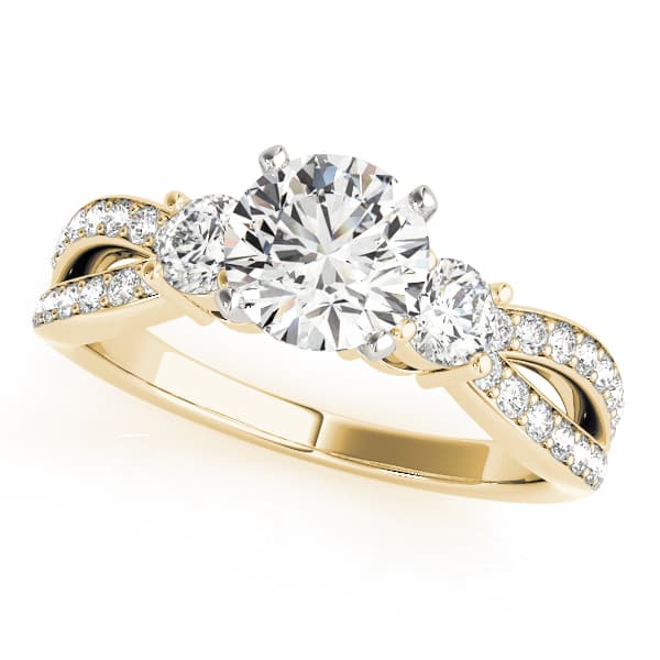Split Shank Round Diamond Engagement Ring, style 50980, Front view in yellow gold