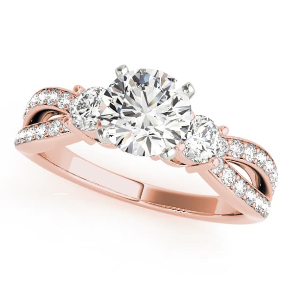 Split Shank Round Diamond Engagement Ring, style 50980, Front view in rose gold