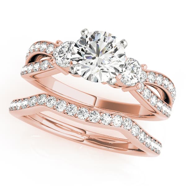 Split Shank Round Diamond Engagement Ring, style 50980, On hand view in rose gold