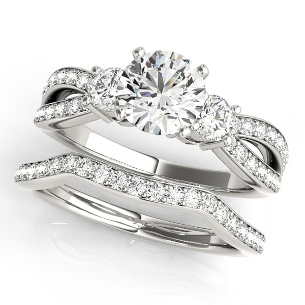 Split Shank Round Diamond Engagement Ring, style 50980, On hand view in white gold or platinum