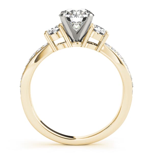 Split Shank Round Diamond Engagement Ring, style 50980, Side view in yellow gold