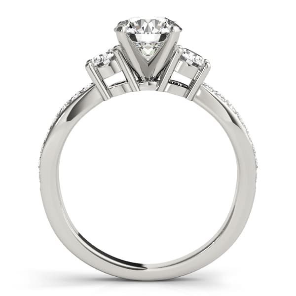 Split Shank Round Diamond Engagement Ring, style 50980, Side view in white gold or platinum