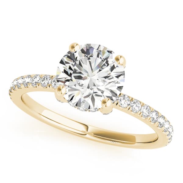 Hidden Halo Engagement Ring, style 50981, Front view in yellow gold