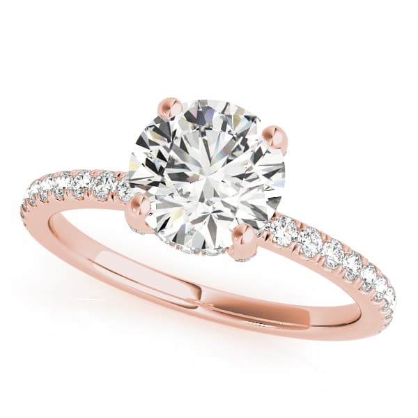 Hidden Halo Engagement Ring, style 50981, Front view in rose gold