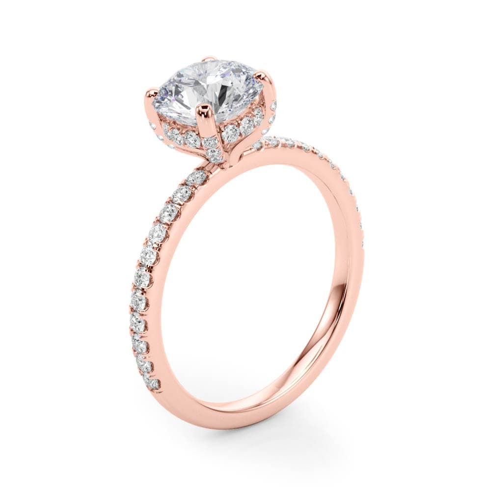 Hidden Halo Engagement Ring, style 50981, Angle view in rose gold