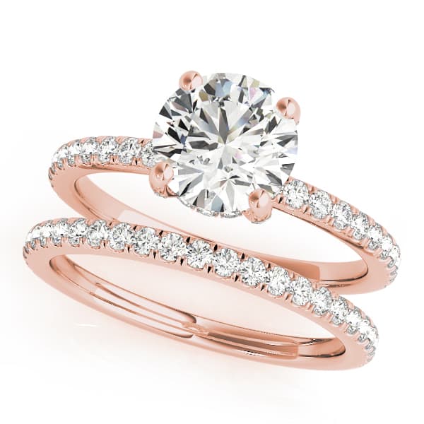 Hidden Halo Engagement Ring, style 50981, On hand view in rose gold
