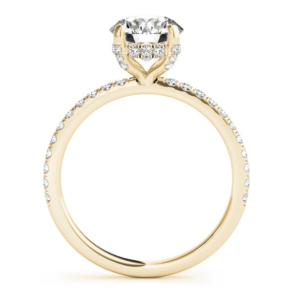 Hidden Halo Engagement Ring, style 50981, Side view in yellow gold