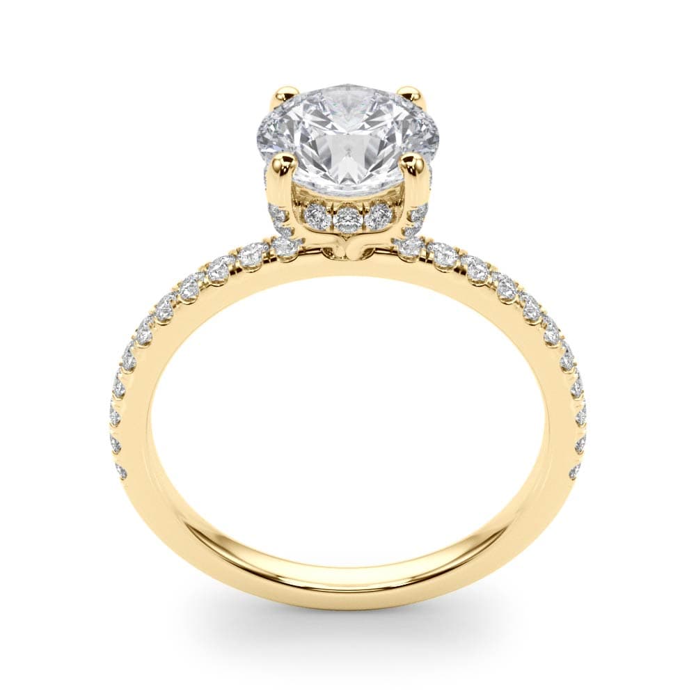 Hidden Halo Engagement Ring, style 50981, Top view in yellow gold