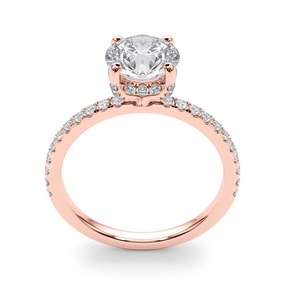 Hidden Halo Engagement Ring, style 50981, Top view in rose gold