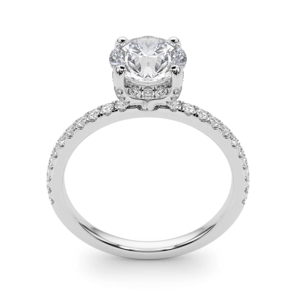 Hidden Halo Engagement Ring, style 50981, Top view in white gold or platinum