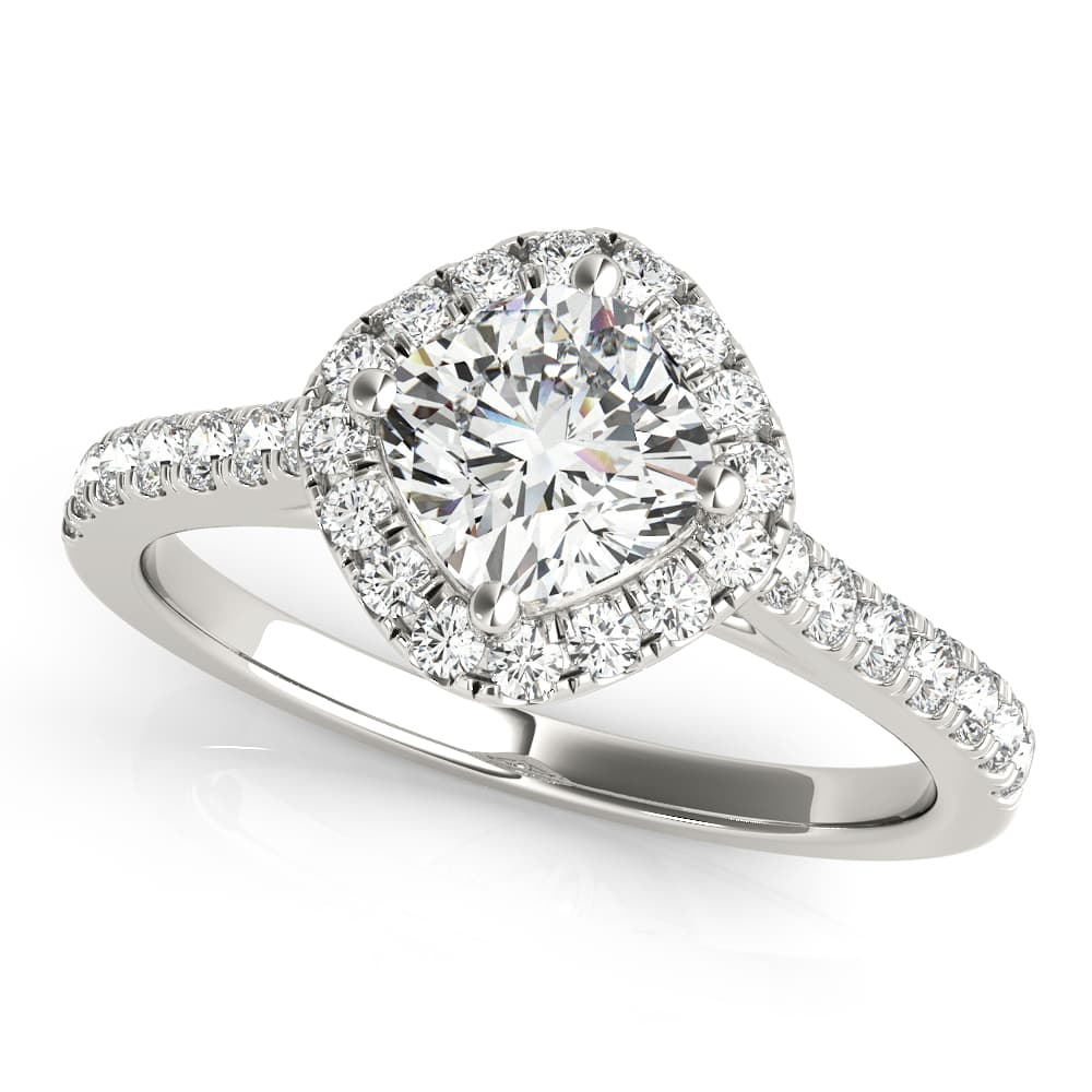 Single Row Accented Halo Engagement Rings — style 50982 in 10k White Gold