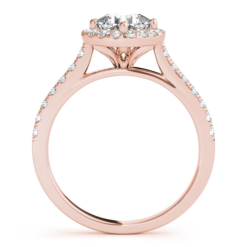 Single Row Accented Halo Engagement Ring, style 50982, Side view in rose gold